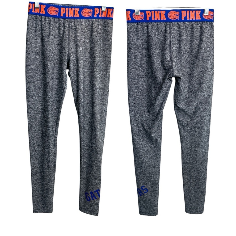 PINK Victoria's Secret Gray Leggings with Orange and Blue Accents